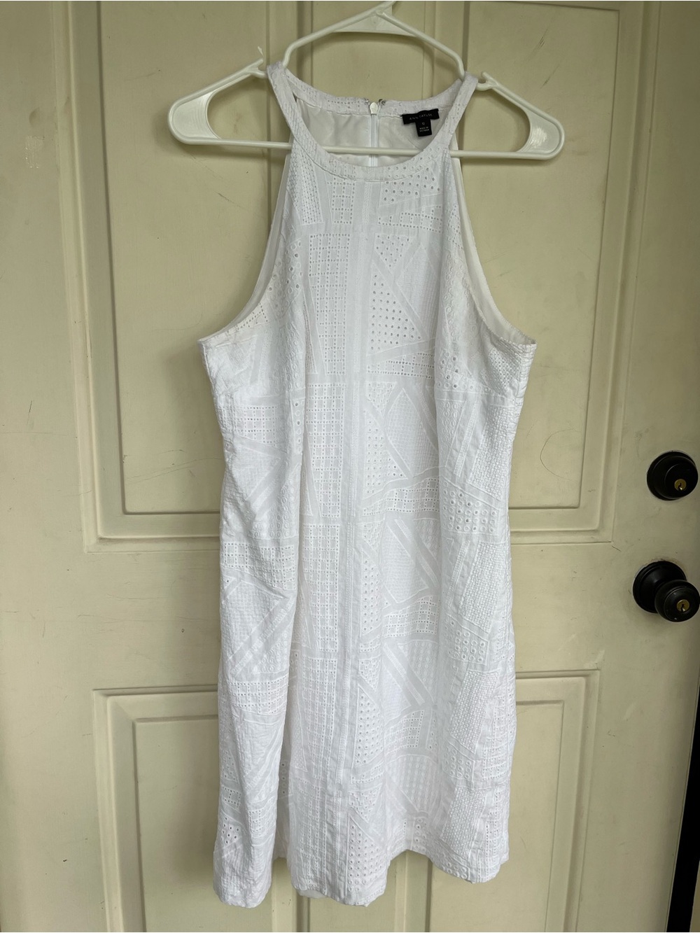Ann Taylor White Eyelet Halter Mini Dress size 12